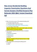 New Jersey Residential Building   Inspector Examination Questions And   Correct Answers &lpar;Verified Answers&rpar; Plus   Rationale 2026 Q&A&vert; Instant Download   Pdf  