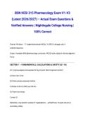 BSN HESI 315 Pharmacology Exam V1-V3 &lpar;Latest 2026&sol;2027&rpar; &ndash; Actual Exam Questions & Verified Answers &vert; Nightingale College Nursing &vert; 100&percnt; Correct