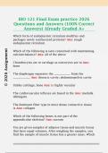 BIO 121 Final Exam practice 2026  Questions and Answers &lpar;100&percnt; Correct  Answers&rpar; Already Graded A&plus; 