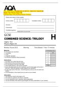 2025 AQA GCSE COMBINED SCIENCE&colon; TRILOGY 8464&sol;P&sol;2H  Higher Tier Physics Paper 2H  Question Paper with Marking Scheme Attached