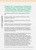 Chapter 01 - Perspectives of Pediatric  Nursing &lbrack;Wong's Essentials Questions&rsqb;  2026 Questions and Answers &lpar;100&percnt;  Correct Answers&rpar; Already Graded A&plus;