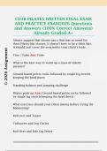 CLUB PILATES WRITTEN FINAL EXAM  AND PRACTICE EXAM2026 Questions  and Answers &lpar;100&percnt; Correct Answers&rpar;  Already Graded A&plus;