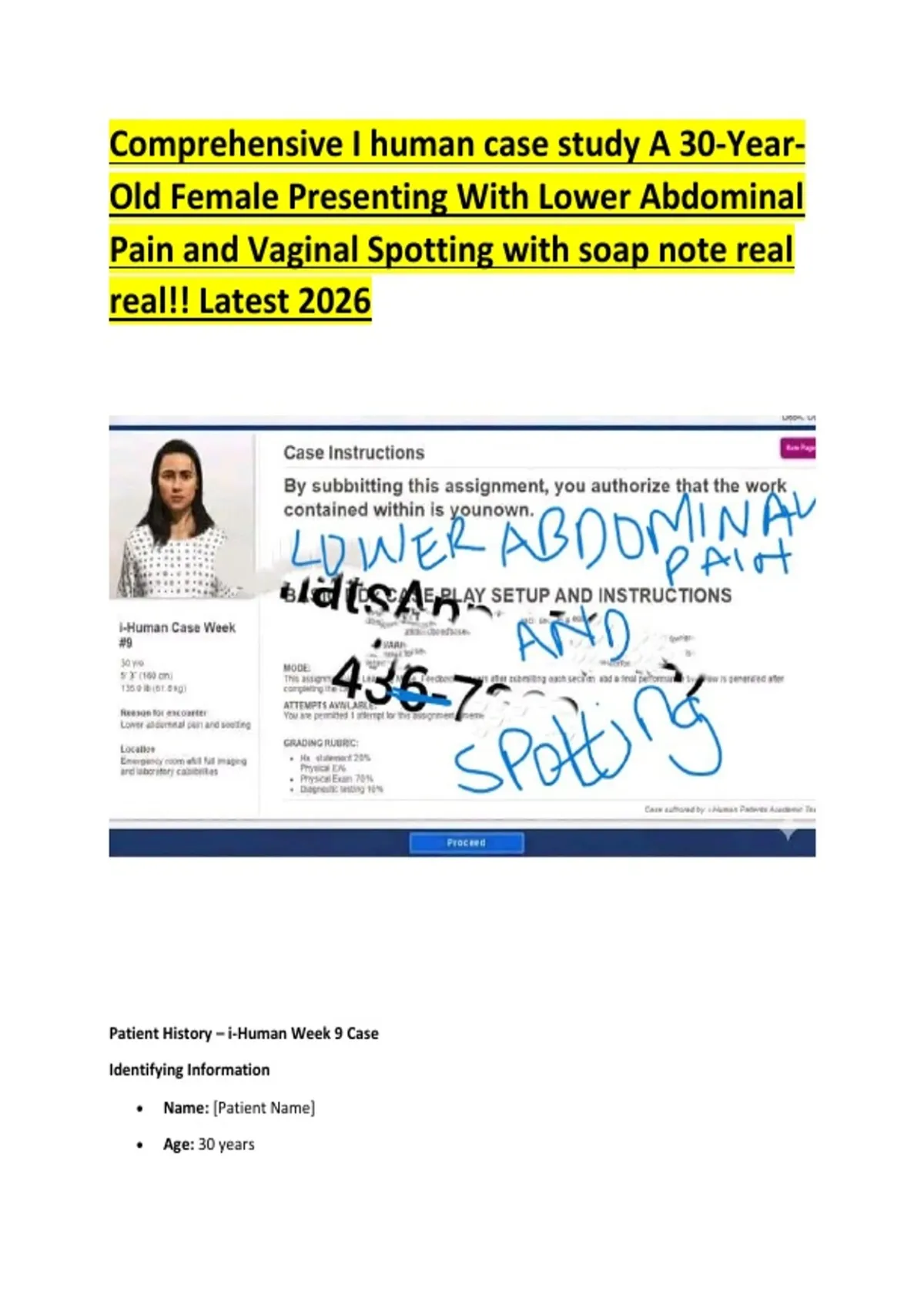 Comprehensive i-Human Case Study 2026 – 30-Year-Old Female With Lower ...