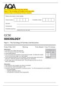 2025 AQA GCSE SOCIOLOGY 8192&sol;1  Paper 1 The Sociology of Families and Education  Question Paper with Marking Scheme Attached