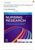 Test Bank for Nursing Research Methods and Critical Appraisal for Evidence Based Practice 10th Edition by Geri Lobiondo Wood&period;&vert;&vert;All chapters 1-21 included&period;&vert;&vert;Complete test guide&period;&vert;Graded A&plus;&period;