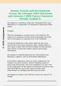 Human Growth and Development  2026 Questions and Answers &lpar;100&percnt;  Correct Answers&rpar; Already Graded A&plus; 