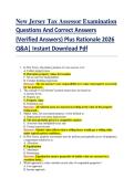 New Jersey Tax Assessor Examination  Questions And Correct Answers  &lpar;Verified Answers&rpar; Plus Rationale 2026  Q&A&vert; Instant Download Pdf  