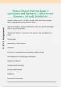 Mental Health Nursing Exam 3  Questions and Answers &lpar;100&percnt; Correct  Answers&rpar; Already Graded A&plus;