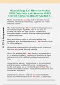 Microbiology Lab Midterm Review  2026 Questions and Answers &lpar;100&percnt;  Correct Answers&rpar; Already Graded A&plus;