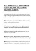 FTCE ELEMENTARY EDUCATION K-6 EXAM ACTUAL TEST PAPER 2026 COMPLETE SOLUTIONS GRADED A&plus;