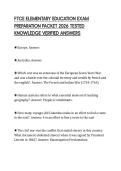 FTCE ELEMENTARY EDUCATION EXAM PREPARATION PACKET 2026 TESTED KNOWLEDGE VERIFIED ANSWERS