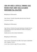 GEN 499 WEEK 4 CRITICAL THINKING QUIZ REVIEW STUDY SHEET 2026 ACCURATE RESPONSES FULL SOLUTION