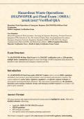 Hazardous Waste Operations  &lpar;HAZWOPER 40&rpar; Final Exam &vert; OSHA &vert;  2026&sol;2027 Verified Q&A