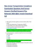 New Jersey Transportation Compliance  Examination Questions And Correct  Answers &lpar;Verified Answers&rpar; Plus  Rationale 2026 Q&A&vert; Instant Download  Pdf 