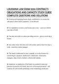 LOUISIANA LAW EXAM 2026 CONTRACTS OBLIGATIONS AND CAPACITY STUDY GUIDE COMPLETE QUESTIONS AND SOLUTIONS