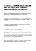 LOUISIANA LAW EXAM 2026 EXAM SCRIPT AND TEST PAPER WITH COMPLETE QUESTIONS AND SOLVED ANSWERS
