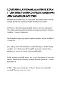 LOUISIANA LAW EXAM 2026 FINAL EXAM STUDY SHEET WITH COMPLETE QUESTIONS AND ACCURATE ANSWERS