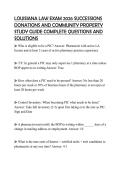 LOUISIANA LAW EXAM 2026 SUCCESSIONS DONATIONS AND COMMUNITY PROPERTY STUDY GUIDE COMPLETE QUESTIONS AND SOLUTIONS