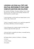 LOUISIANA LAW EXAM 2026 TORTS AND DELICTUAL RESPONSIBILITY STUDY GUIDE COMPLETE QUESTIONS AND SOLUTIONS