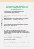 Procurement Exam Questions and  Answers &lpar;100&percnt; Correct Answers&rpar;  Already Graded A&plus; 