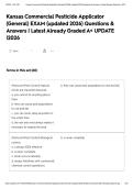 Kansas Commercial Pesticide Applicator &lpar;General&rpar; EXAM &lpar;updated 2026&rpar; Questions & Answers &vert; Latest Already Graded A&plus; UPDATE &vert;2026