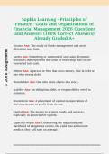 Sophia Learning - Principles of  Finance - Goals and Organizations of  Financial Management 2026 Questions  and Answers &lpar;100&percnt; Correct Answers&rpar;  Already Graded A&plus;