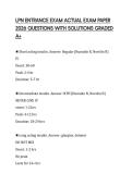 LPN ENTRANCE EXAM ACTUAL EXAM PAPER 2026 QUESTIONS WITH SOLUTIONS GRADED A&plus;