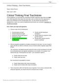Critical Thinking Touchstone 4 &vert; 2026 Verified Questions & Complete Solutions