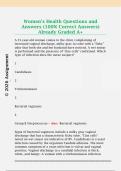 Women's Health Questions and  Answers &lpar;100&percnt; Correct Answers&rpar;  Already Graded A&plus;
