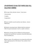 LPN ENTRANCE EXAM TEST PAPER 2026 FULL SOLUTION VERIFIED