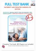 Test Bank for Maternity and Pediatric Nursing 4th Edition by Susan Ricci&comma; Theresa Kyle&period;&vert;All chapters 1-51 covered&comma; Graded A&plus;&period;&vert;Latest update&period;