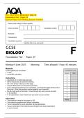 2025 AQA GCSE BIOLOGY 8461&sol;2F  Foundation Tier Paper 2F  Question Paper with Marking Scheme Attached