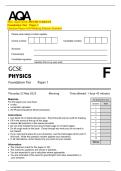 2025 AQA GCSE PHYSICS 8463&sol;1F  Foundation Tier Paper 1  Question Paper with Marking Scheme Attached