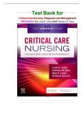 Test Bank Complete&lowbar; Critical Care Nursing&colon; Diagnosis And Management 10th Edition&comma; &lpar;2026&rpar; By Linda D&period; Urden & 3 More&comma; All Chapter 1-39&vert; 9 Units&vert; latest Edition&vert; Verified With Detailed Answers&vert; Grade A&plus;