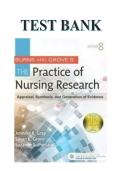 Test Bank For Burns and Groves The Practice of Nursing Research 8th Edition&vert;&vert;complete updated answers 2023&vert;&vert;ISBN NO-10&comma;9780323377584&vert;&vert;ISBN NO-13&comma;978-0323377584&vert;&vert;Graded A&plus;