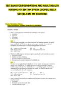 TEST BANK FOR FOUNDATIONS AND ADULT HEALTH NURSING 9TH EDITION BY KIM COOPER&comma; KELLY GOSNEL ISBN&colon; 978-0323812054      Chapter 1&period; The Evolution of Nursing Cooper&colon; Foundations and Adult Health Nursing&comma; 9th Edition   MULTIPLE CHOICE  1&period;&Tab;What is a nursing prog