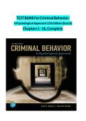 Testbank criminal behavior a psychological approach 11e bartol