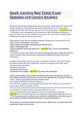 South Carolina Real Estate Exam Question and Correct Answers&vert; Latest Update