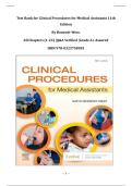 Test Bank for Clinical Procedures for Medical Assistants 11th Edition By Bonewit-West&comma; All Chapters &lpar;1-23&rpar; &vert;Grade A&plus; Assured &vert;ISBN 978-0323758581