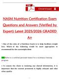 NASM Nutrition Certification Exam  Questions and Answers &lpar;Verified by  Expert&rpar; Latest 2025&sol;2026 GRADED  A&plus;