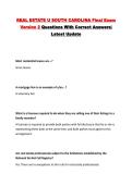 REAL ESTATE U SOUTH CAROLINA Final Exam Version 2 Questions With Correct Answers&vert; Latest Update