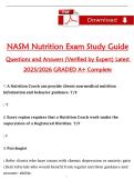 NASM Nutrition Exam Study Guide  Questions and Answers &lpar;Verified by Expert&rpar; Latest  2025&sol;2026 GRADED A&plus; Complete