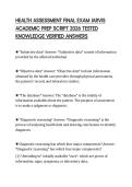 HEALTH ASSESSMENT FINAL EXAM JARVIS ACADEMIC PREP SCRIPT 2026 TESTED KNOWLEDGE VERIFIED ANSWERS