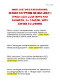WGU D487 PRE-ASSESSMENT&colon;  SECURE SOFTWARE DESIGN &lpar;KEO1&rpar;  &lpar;PKEO&rpar; 2026 QUESTIONS AND  ANSWERS &vert; A&plus; GRADED &vert; WITH  EXPERT SOLUTIONS