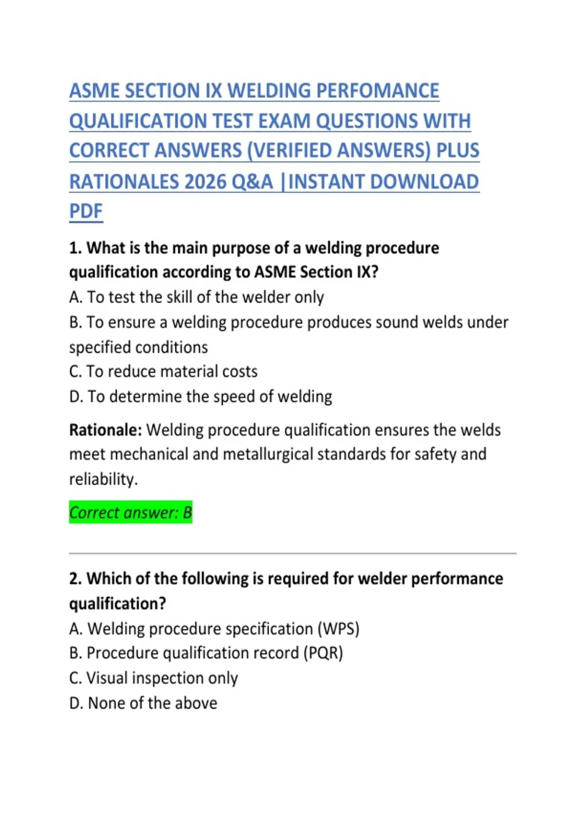 ASME Section IX Welding Performance Qualification Test – Questions with ...