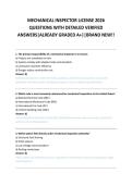 MECHANICAL INSPECTOR LICENSE 2026  QUESTIONS WITH DETAILED VERIFIED  ANSWERS&vert;ALREADY GRADED A&plus;&vert;&vert;BRAND NEW&excl;&excl; 