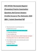 NYC NYCHA Thermostat Repairer  &lpar;Promotion&rpar; Practice Examination  Questions And Correct Answers  &lpar;Verified Answers&rpar; Plus Rationales 2026  Q&A &vert; Instant Download Pdf