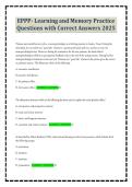 EPPP- Learning and Memory Practice Questions with Correct Answers 2025