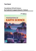 Test Bank for Foundations of Earth Science&comma; 9th Edition by Frederick K Lutgens Edward J&period; Tarbuck&vert;&vert; All Chapters 1-16&comma; UPDATED 2026