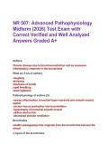 NR 507&colon; Advanced Pathophysiology  Midterm &lpar;2026&rpar; Test Exam with  Correct Verified and Well Analyzed  Answers Graded A&plus;